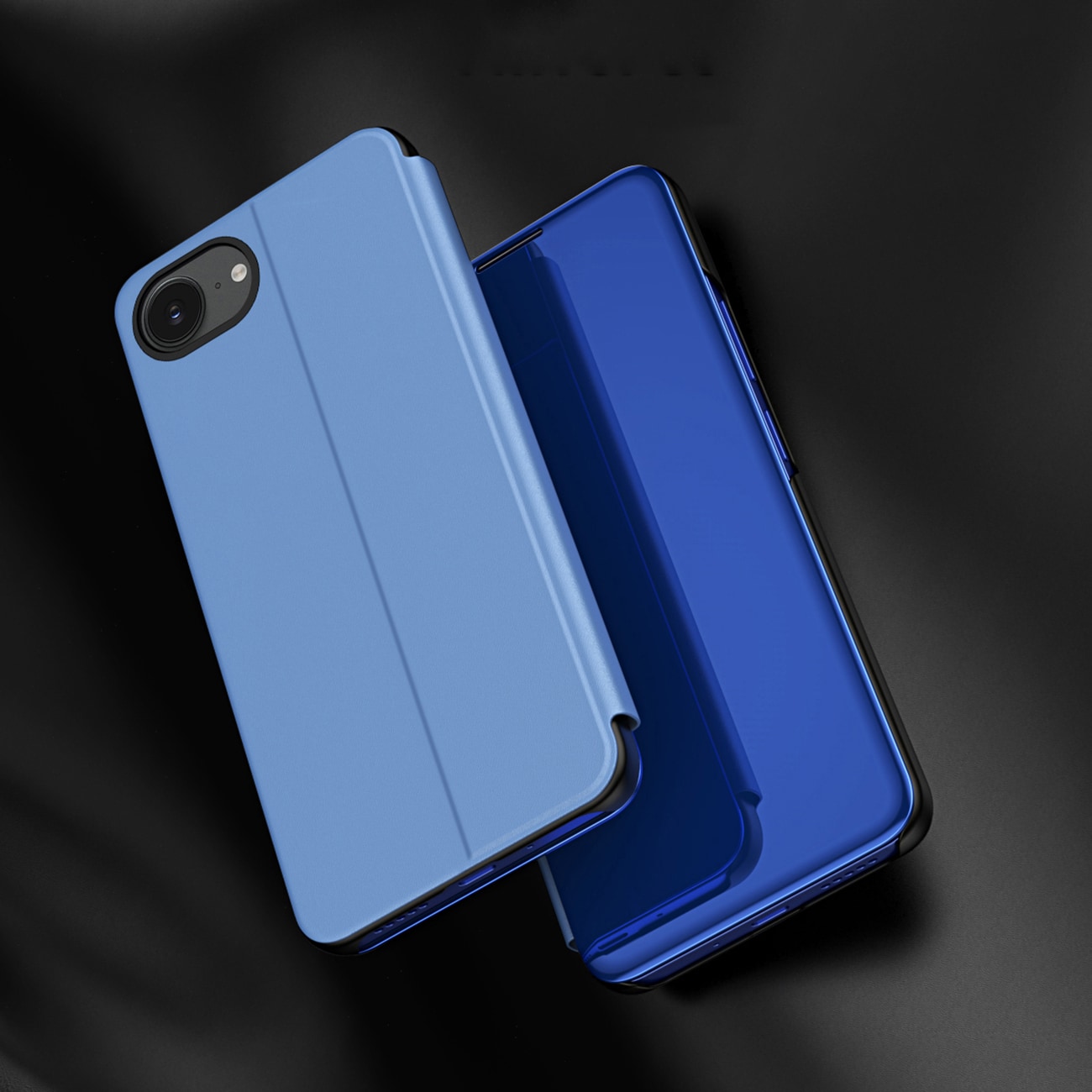 Clear View-etui for iPhone 16e Flip Cover - blå
