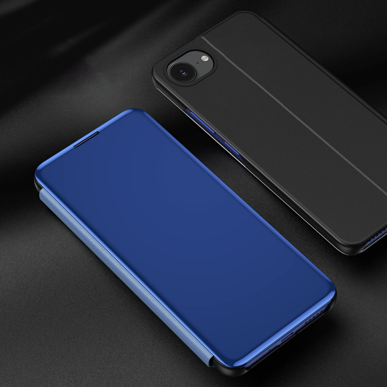 Clear View-etui for iPhone 16e Flip Cover - blå
