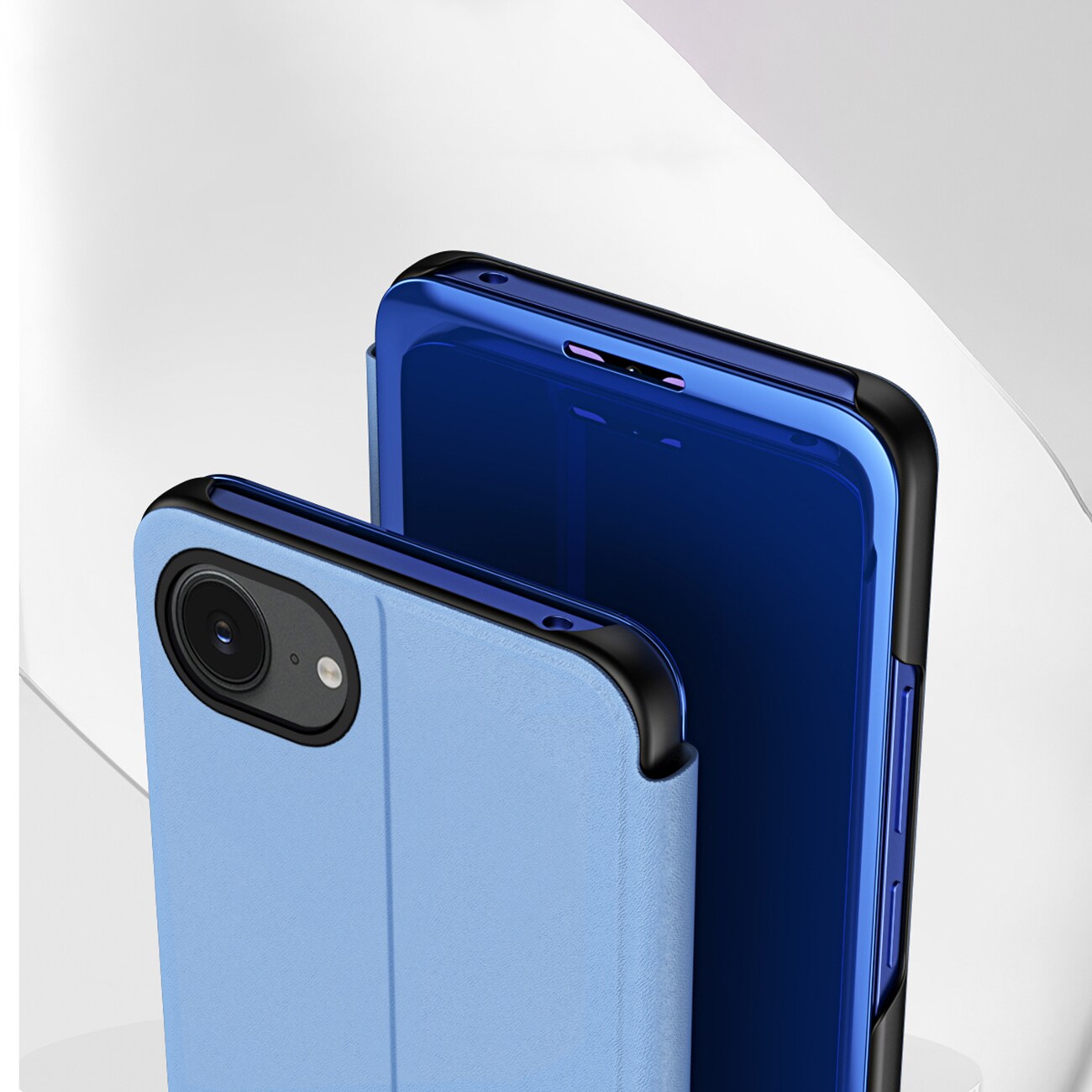 Clear View-etui for iPhone 16e Flip Cover - blå