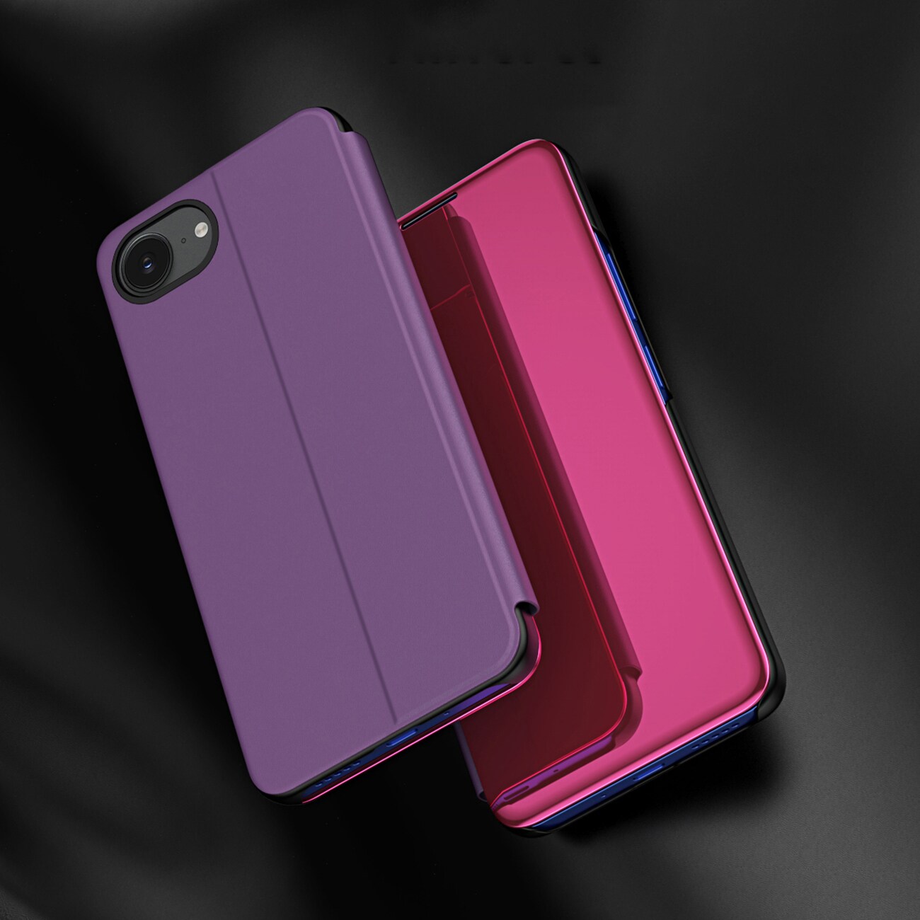 Clear View-etui for iPhone 16e Flip Cover - Rosa