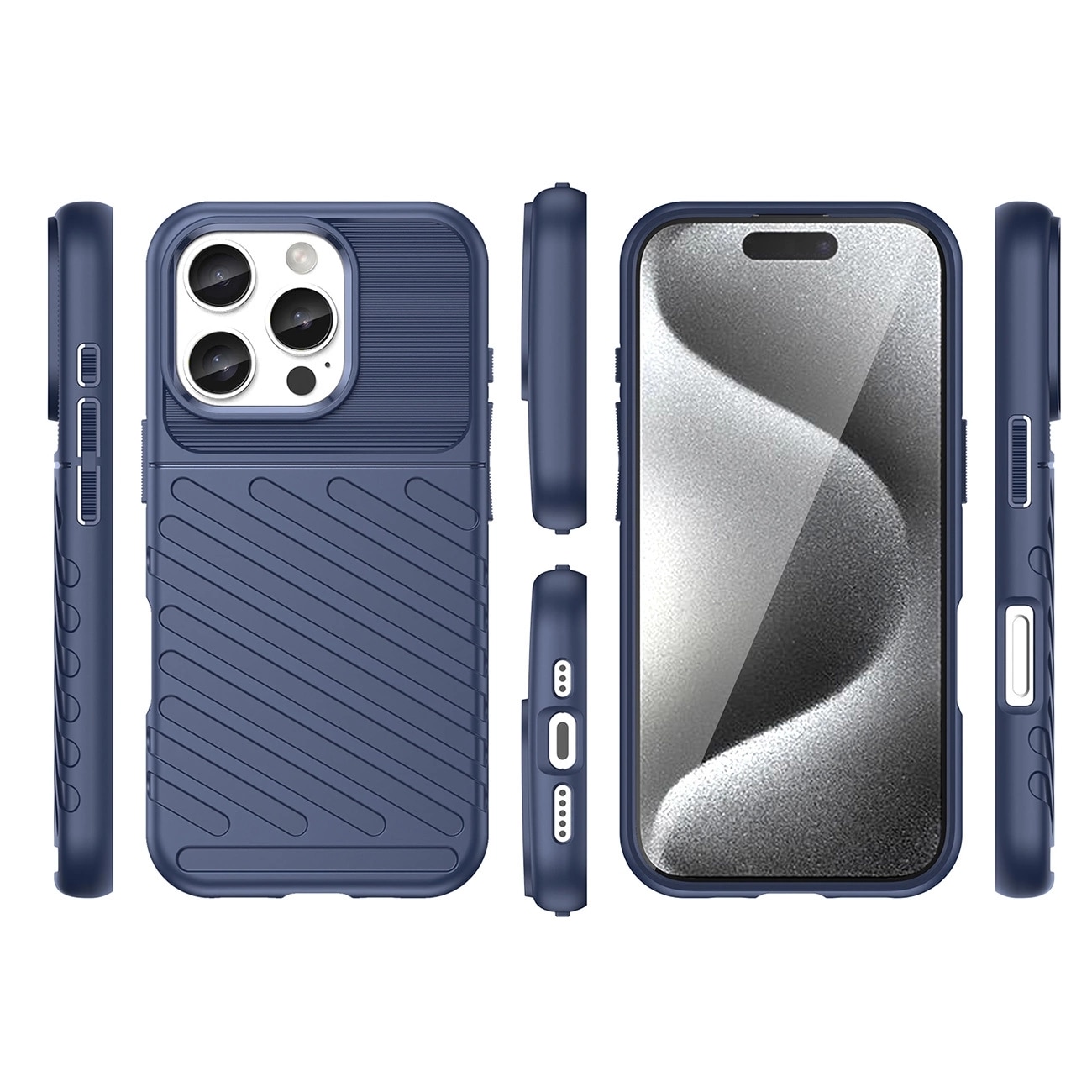 Thunder-etui for iPhone 16e pansrede deksler i silikon - blå