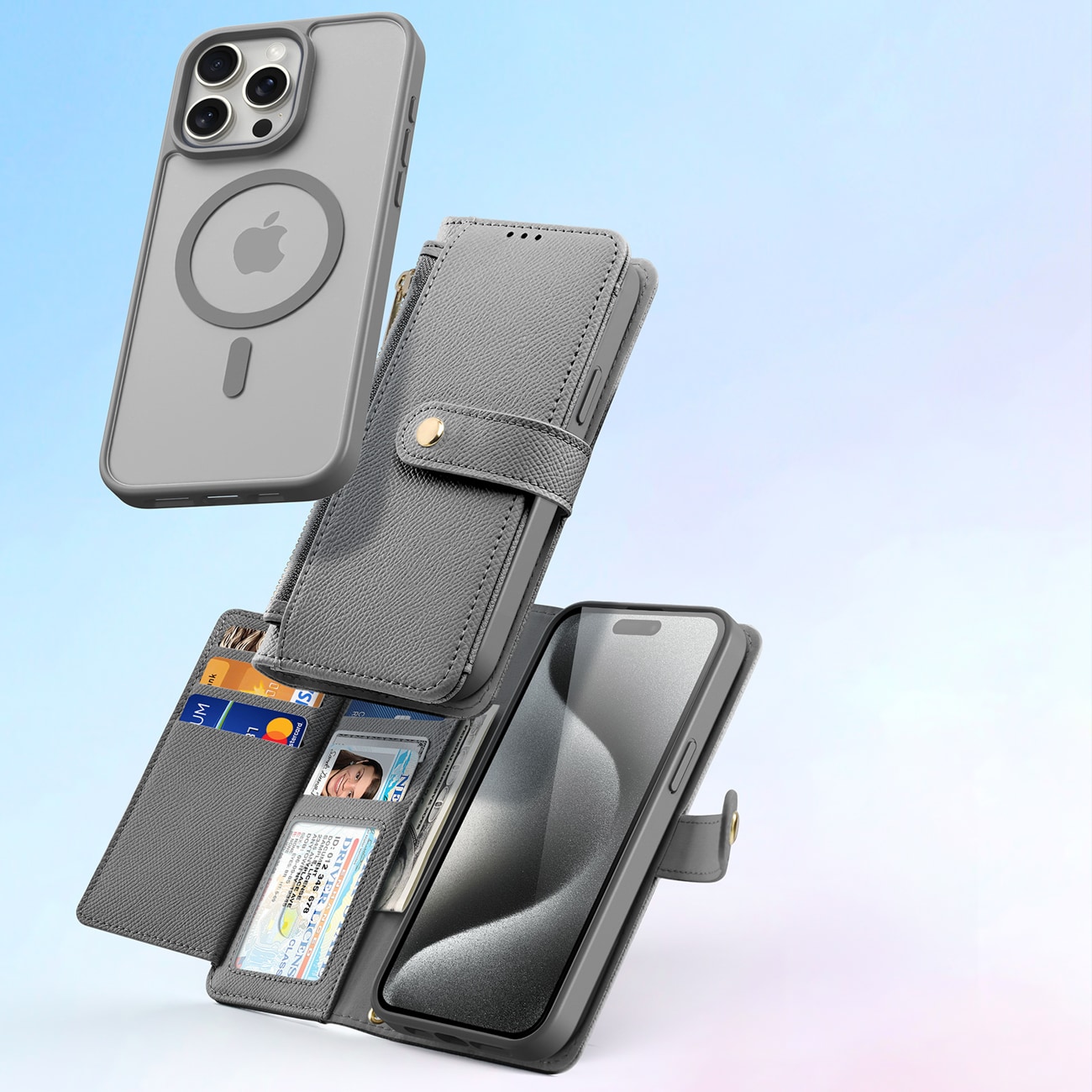 Dux Ducis Lawa lærveske for iPhone 15 Pro - grå
