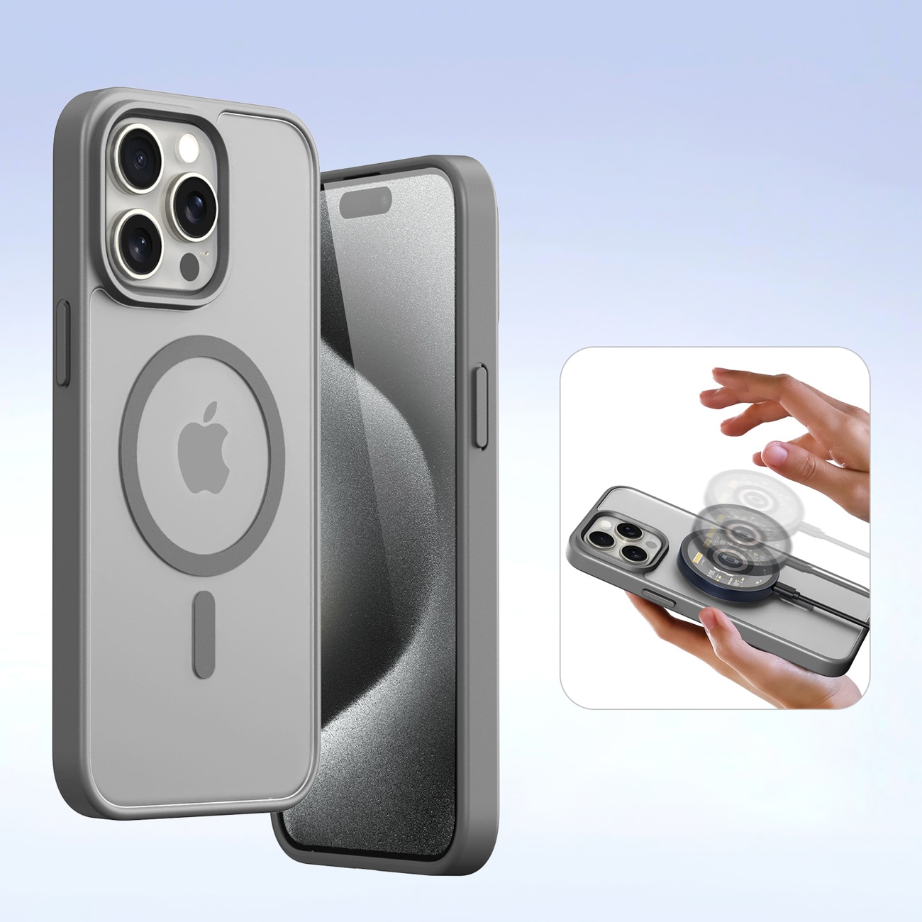 Dux Ducis Lawa lærveske for iPhone 15 Pro - grå