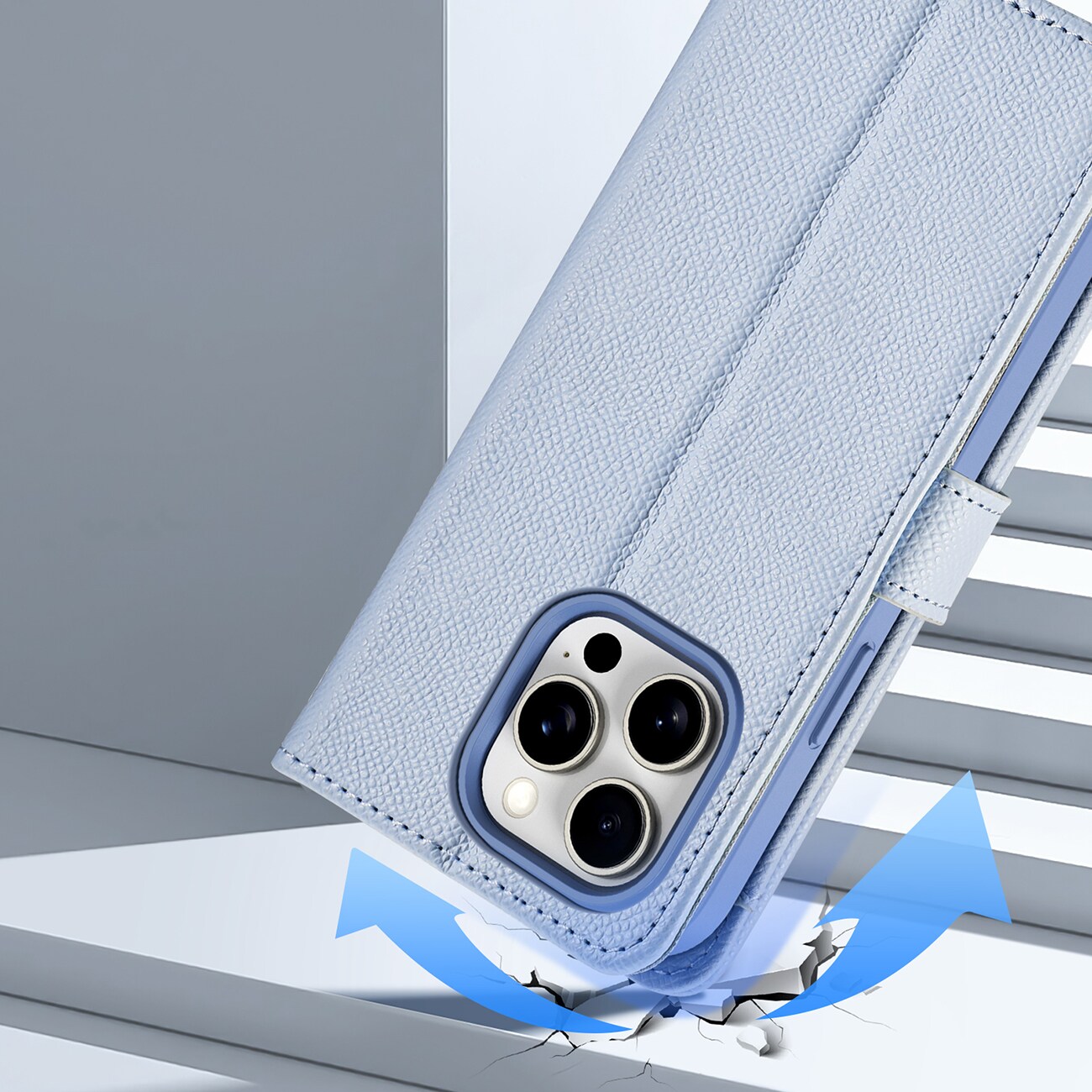 Dux Ducis Lawa lærveske for iPhone 15 Pro - Blå