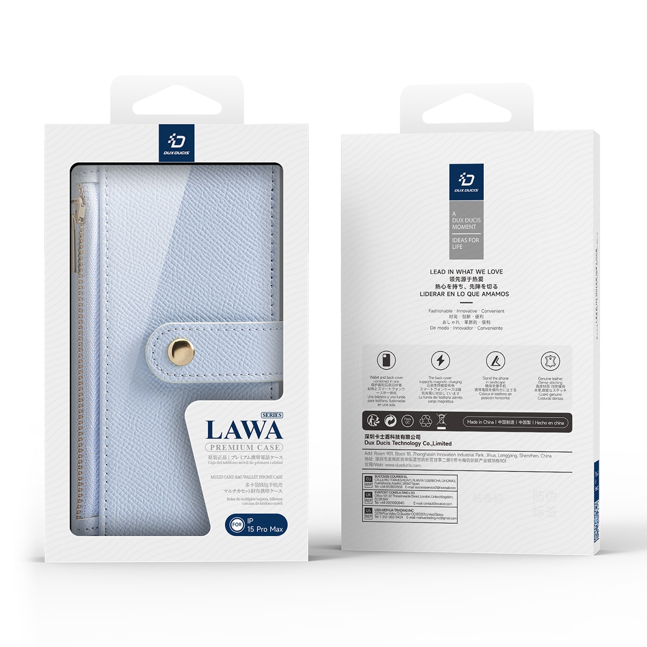 Dux Ducis Lawa lærveske for iPhone 15 Pro - Blå