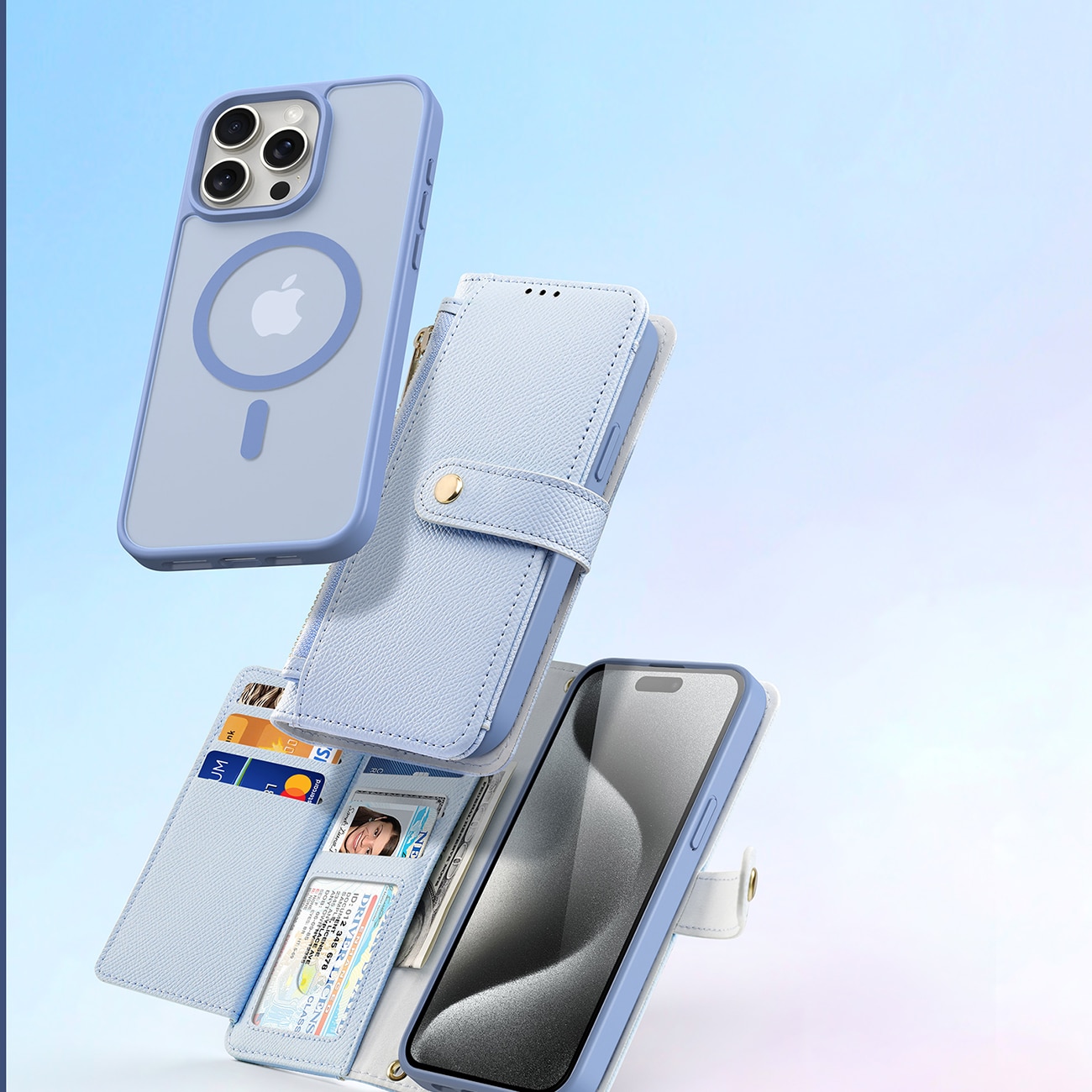 Dux Ducis Lawa lærveske for iPhone 15 Pro - Blå