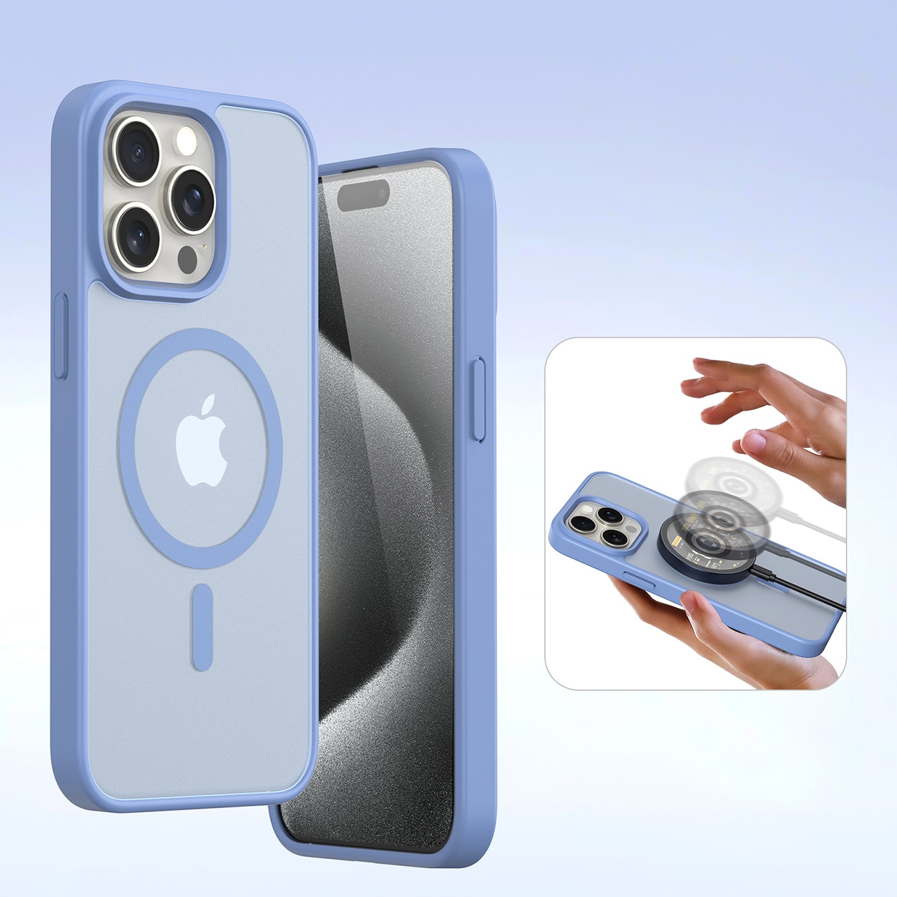 Dux Ducis Lawa lærveske for iPhone 15 Pro - Blå