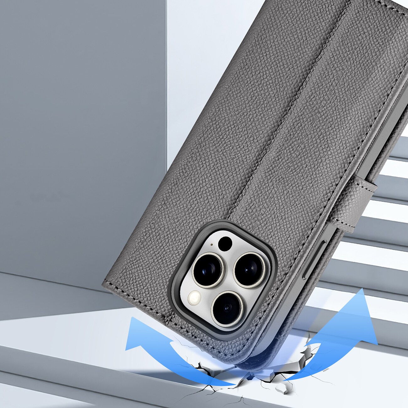 Dux Ducis Lawa lærveske for iPhone 15 Pro Max - grå