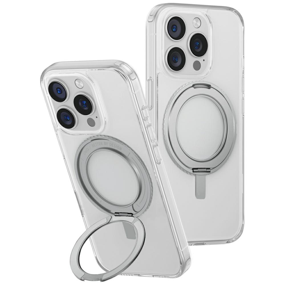 Uniq Swivix 360-roterende kickstand-etui for iPhone 16 Pro - gjennomsiktig