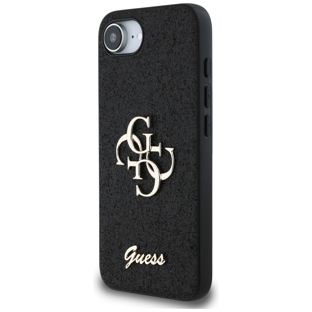 Guess Fast Glitter Big 4G-etui for iPhone 16e - svart