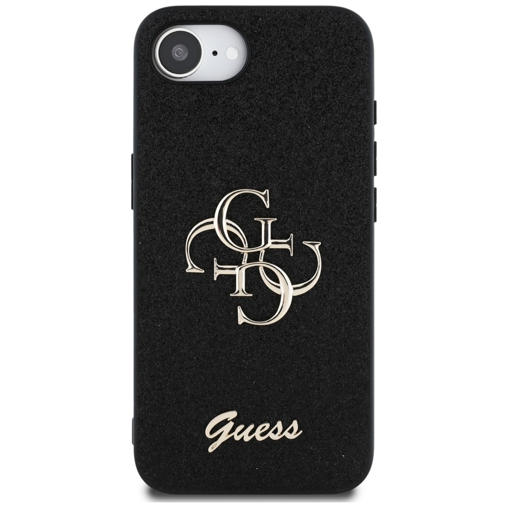 Guess Fast Glitter Big 4G-etui for iPhone 16e - svart