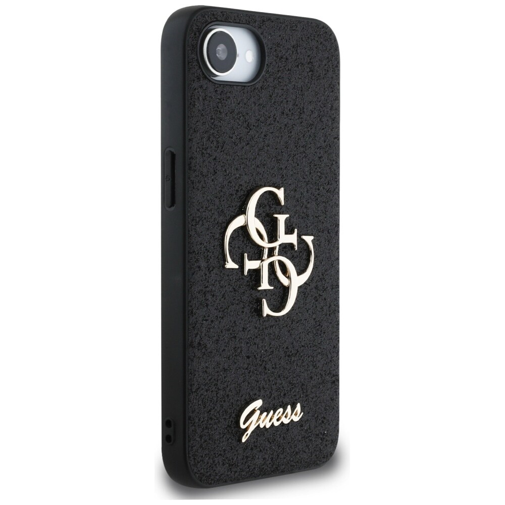 Guess Fast Glitter Big 4G-etui for iPhone 16e - svart