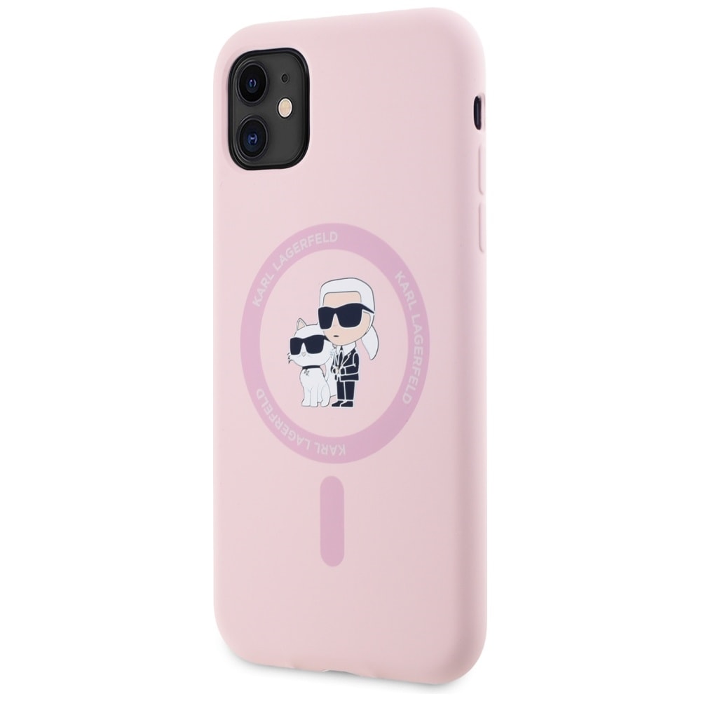 Karl Lagerfeld MagSafe iPhone 11-etui i silikon Karl&Choupette - Rosa
