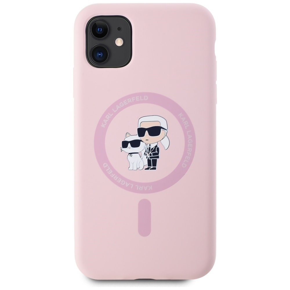 Karl Lagerfeld MagSafe iPhone 11-etui i silikon Karl&Choupette - Rosa