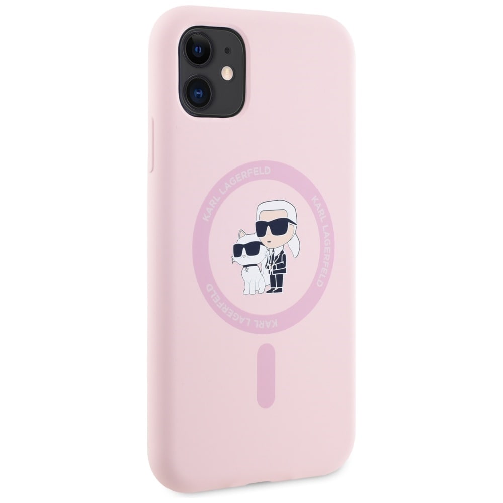 Karl Lagerfeld MagSafe iPhone 11-etui i silikon Karl&Choupette - Rosa