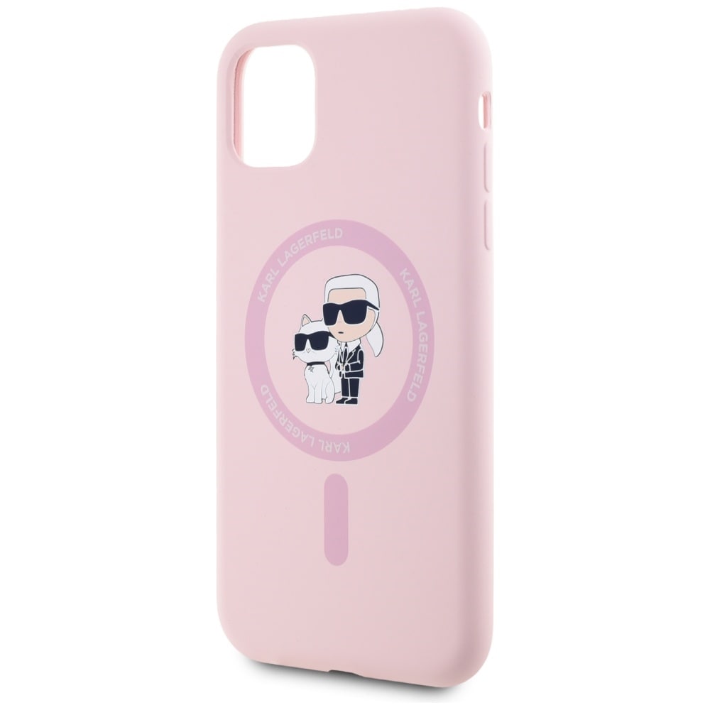 Karl Lagerfeld MagSafe iPhone 11-etui i silikon Karl&Choupette - Rosa