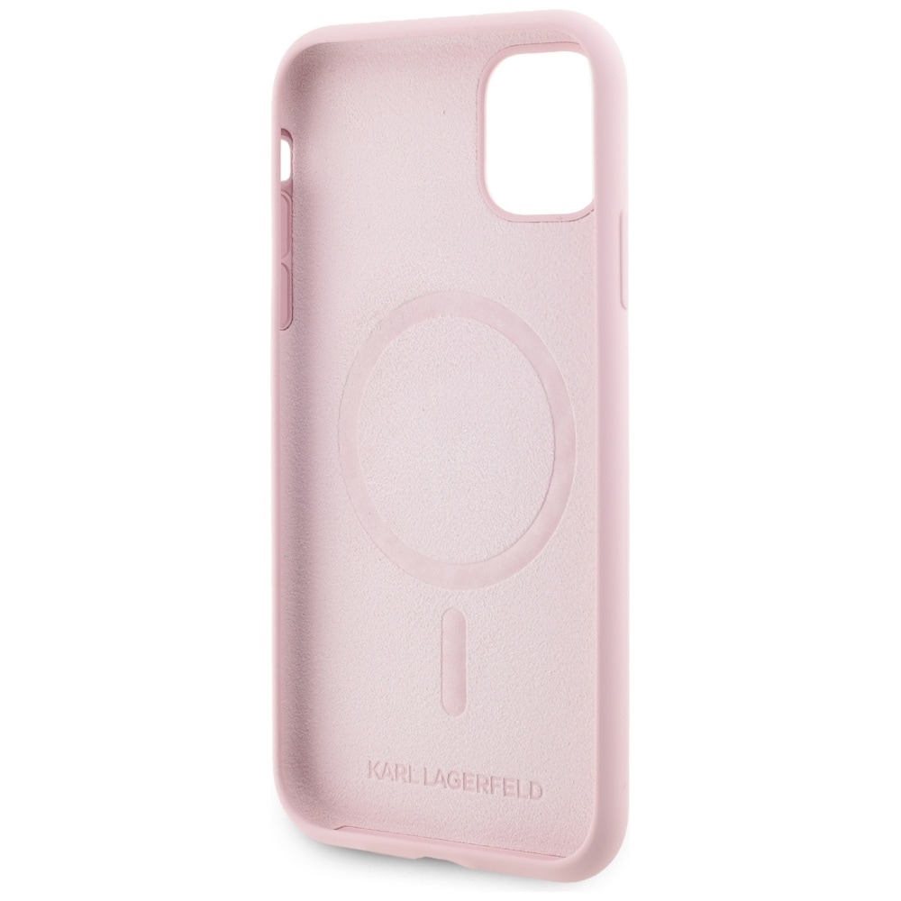 Karl Lagerfeld MagSafe iPhone 11-etui i silikon Karl&Choupette - Rosa