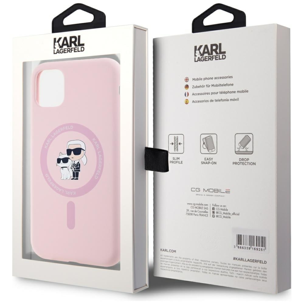 Karl Lagerfeld MagSafe iPhone 11-etui i silikon Karl&Choupette - Rosa