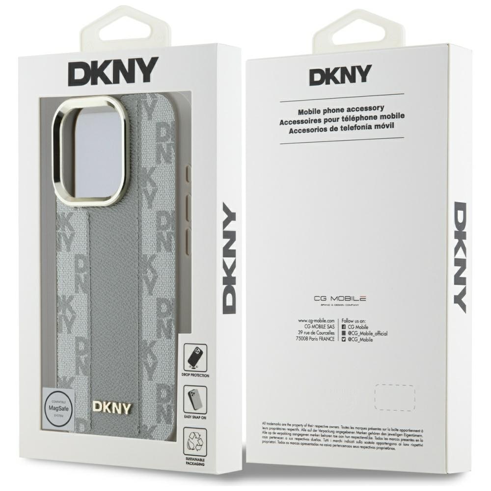 DKNY Magsafe iPhone 16 Pro Max-etui med rutete mønster - Beige