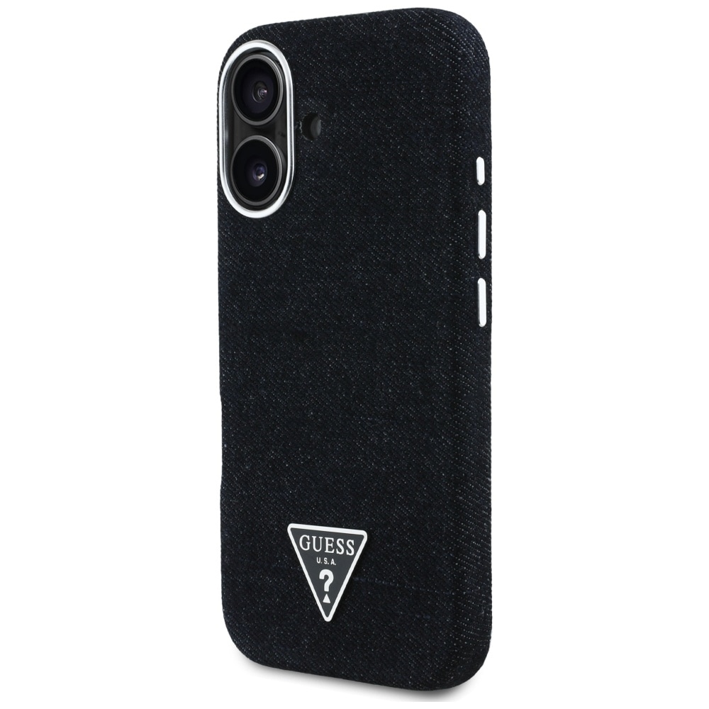 Guess Denim Triangle Logo MagSafe-etui for iPhone 16 - svart