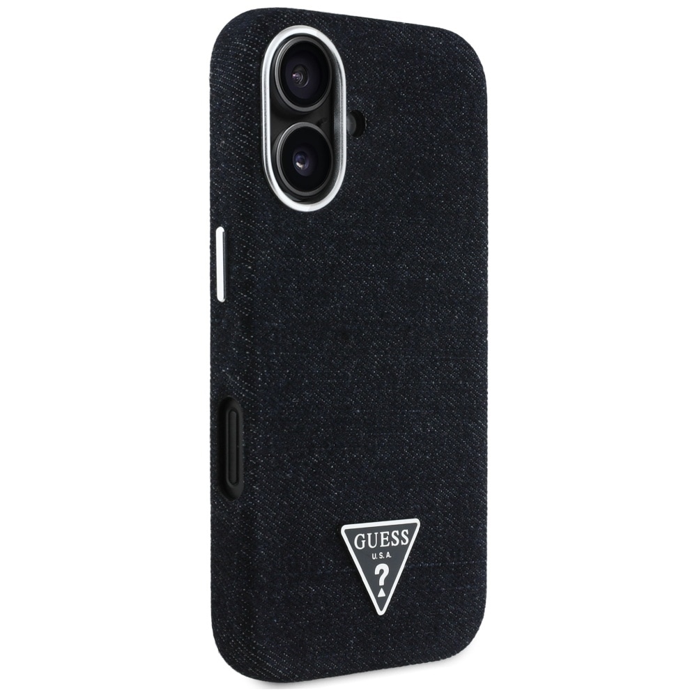 Guess Denim Triangle Logo MagSafe-etui for iPhone 16 - svart