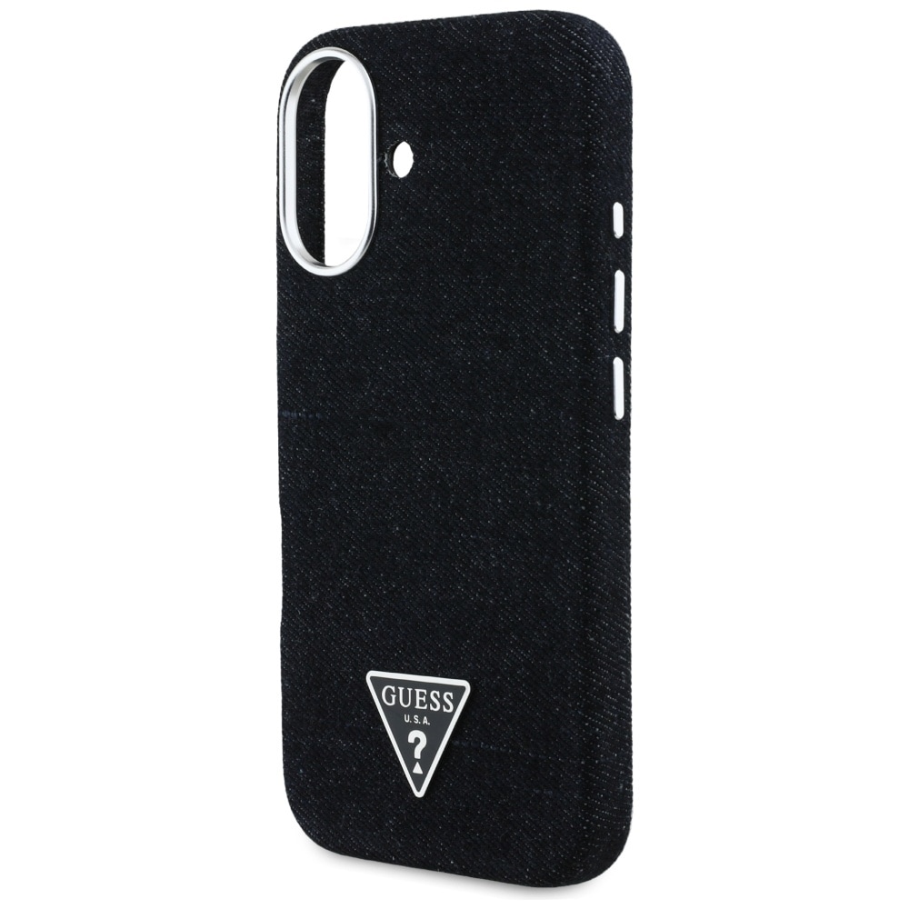 Guess Denim Triangle Logo MagSafe-etui for iPhone 16 - svart