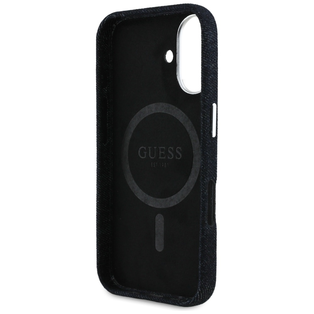 Guess Denim Triangle Logo MagSafe-etui for iPhone 16 - svart