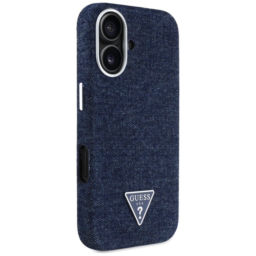 Guess Denim Triangle Logo MagSafe iPhone 16 Etui - blå