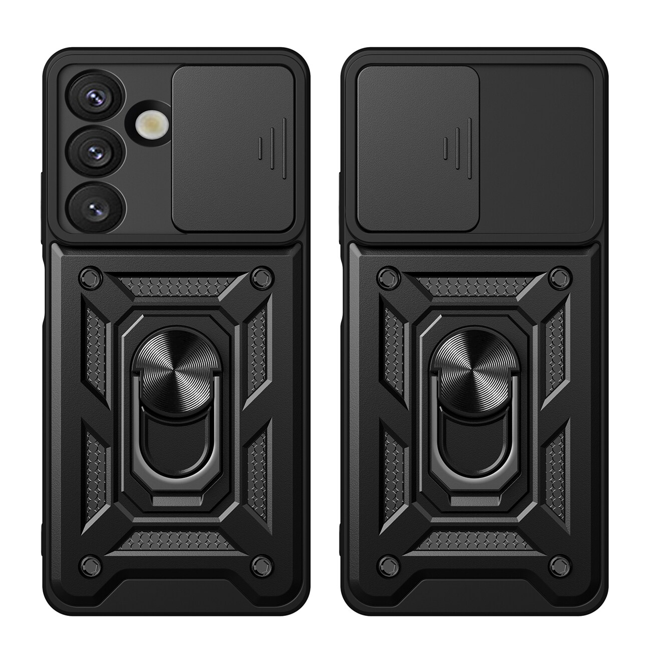 Hybrid Armor Camshield-etui med stativ og kameradeksel til Infinix Note 50 Pro 4G - Svart