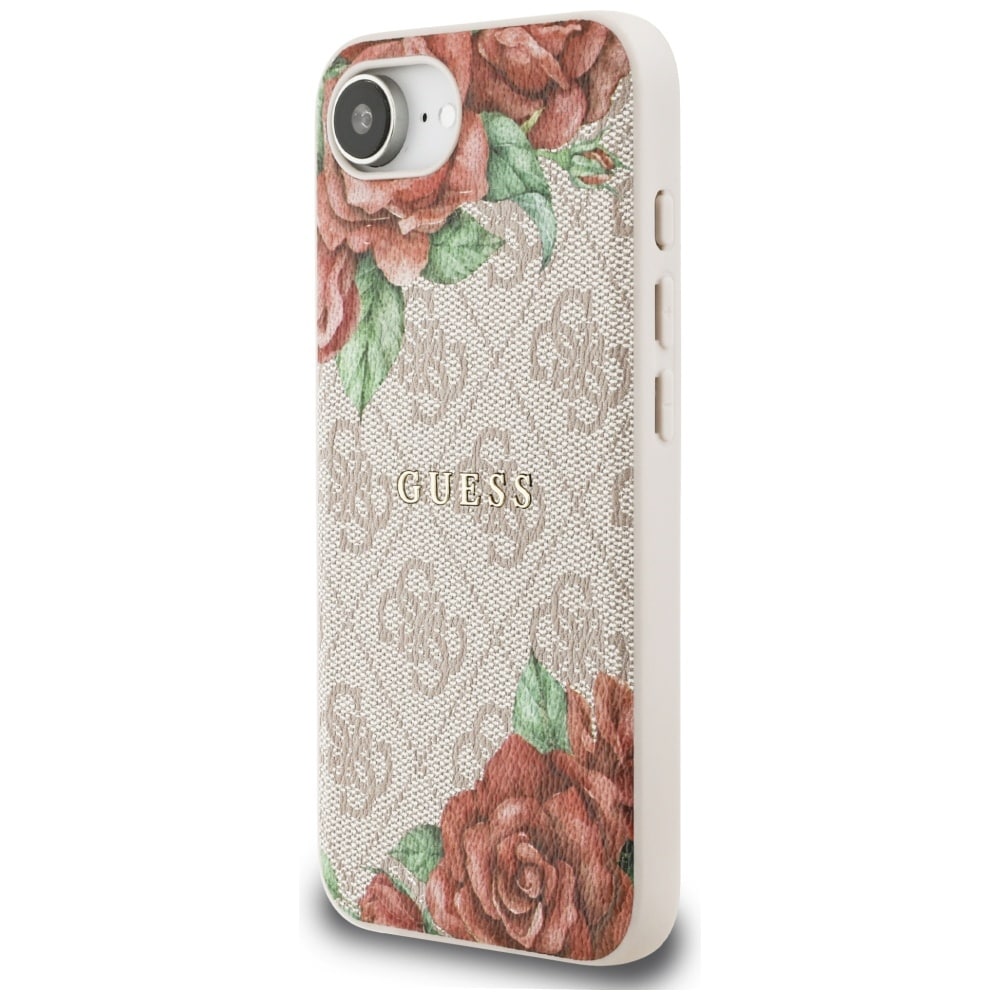 Guess 4G MagSafe iPhone 16e-etui med blomstertrykk - rosa