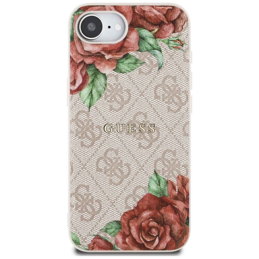 Guess 4G MagSafe iPhone 16e-etui med blomstertrykk - rosa