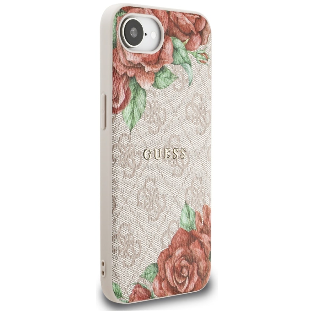 Guess 4G MagSafe iPhone 16e-etui med blomstertrykk - rosa