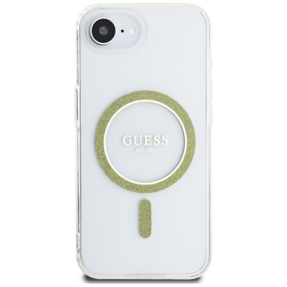 Guess IML Glitter Circle MagSafe iPhone 16e-etui - klart