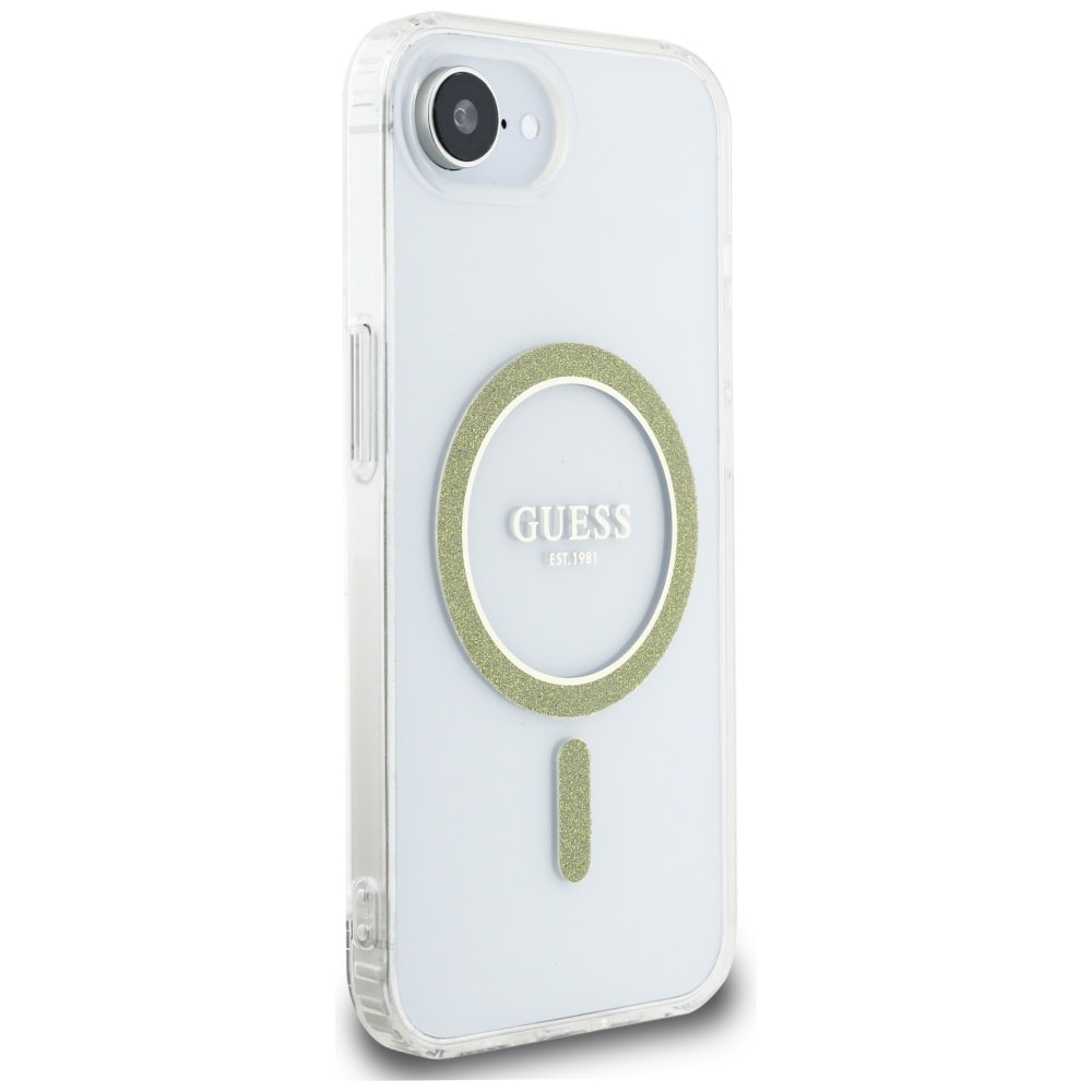 Guess IML Glitter Circle MagSafe iPhone 16e-etui - klart