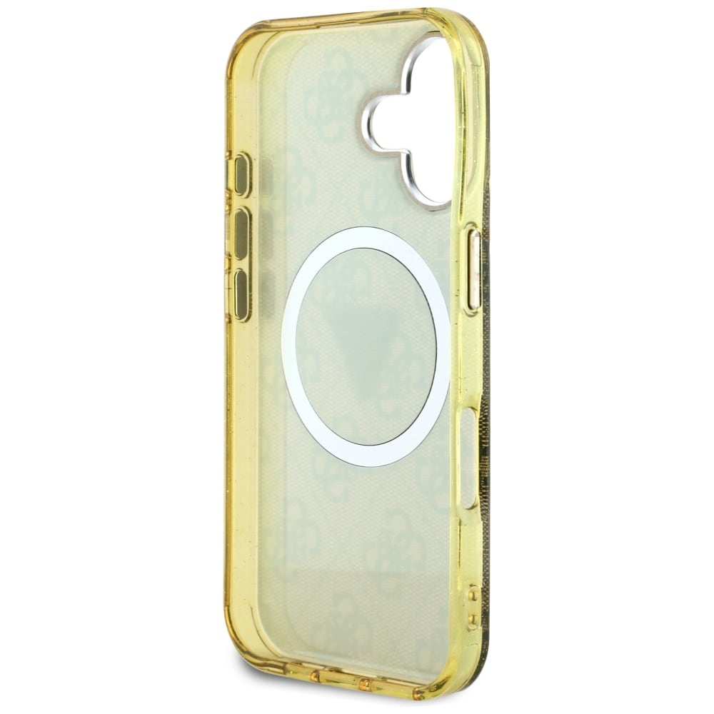 Guess IML metallglitter 4G Circle Triangle MagSafe-etui for iPhone 16 - Brun