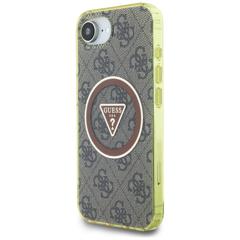 Guess IML Metall Glitter 4G Circle Triangle MagSafe-etui for iPhone 16e - brun
