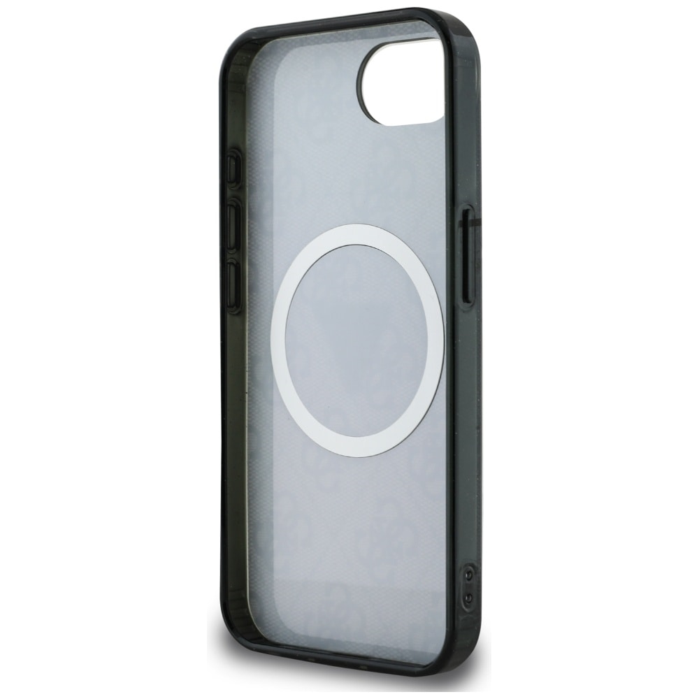 Guess IML metallglitter 4G Circle Triangle MagSafe-etui for iPhone 16e - svart