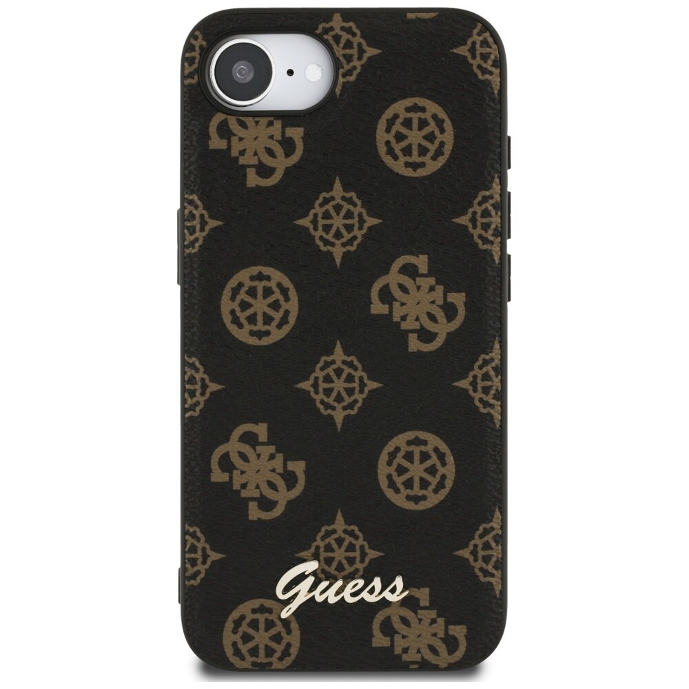 Guess Peony Script Logo MagSafe iPhone 16e-etui Svart