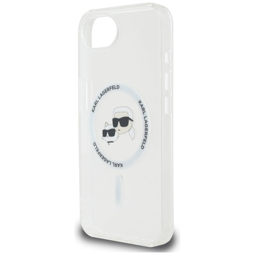Karl Lagerfeld IML Metall Karl & Choupette Heads MagSafe iPhone 16e-etui - hvit