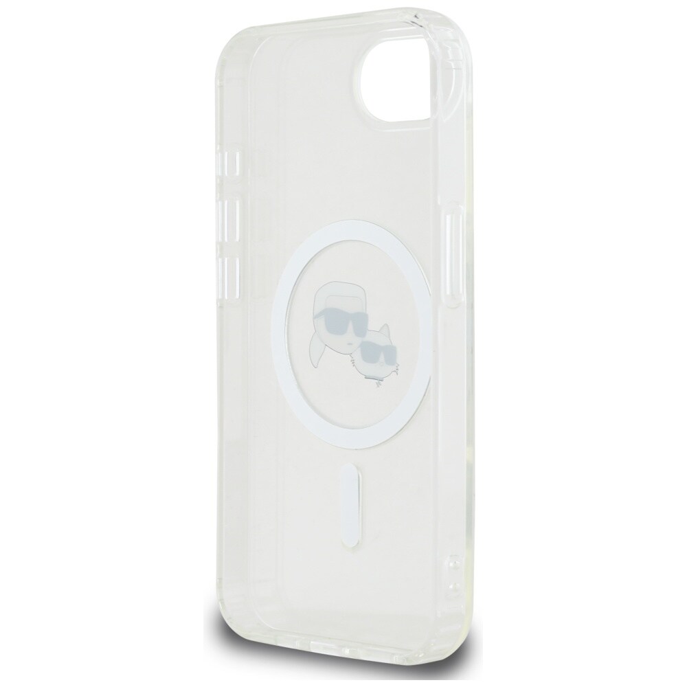 Karl Lagerfeld IML Metall Karl & Choupette Heads MagSafe iPhone 16e-etui - hvit