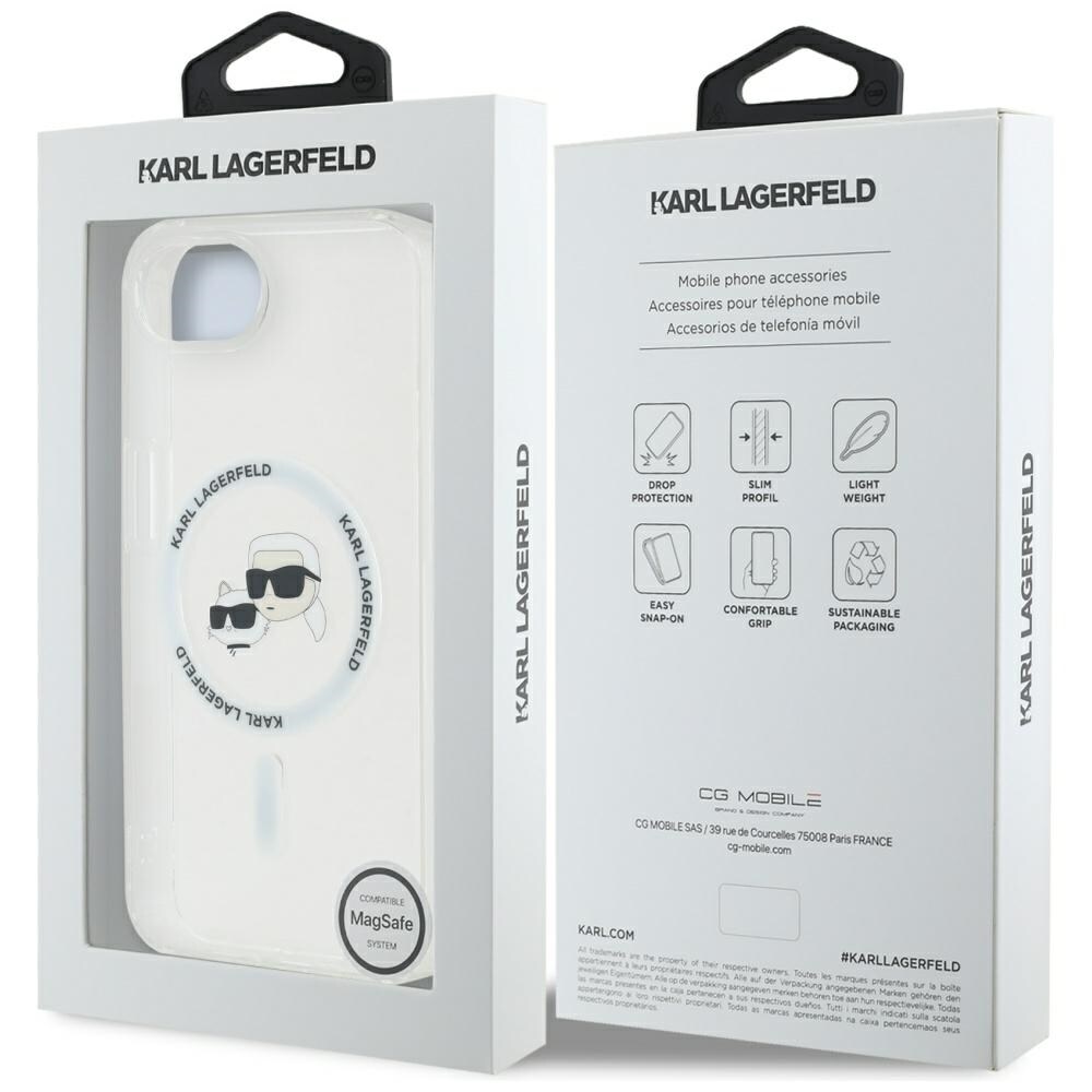 Karl Lagerfeld IML Metall Karl & Choupette Heads MagSafe iPhone 16e-etui - hvit