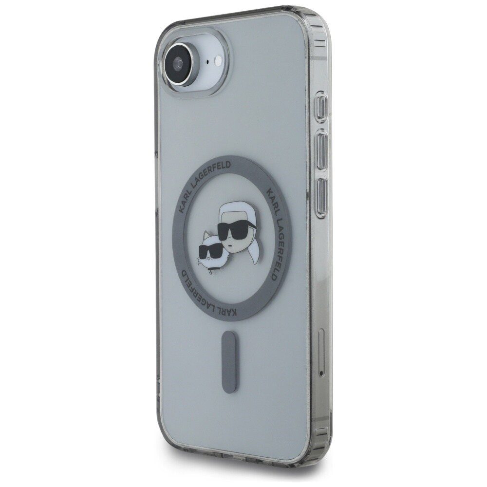 Karl Lagerfeld IML Metall Karl & Choupette Heads MagSafe iPhone 16e-etui - svart
