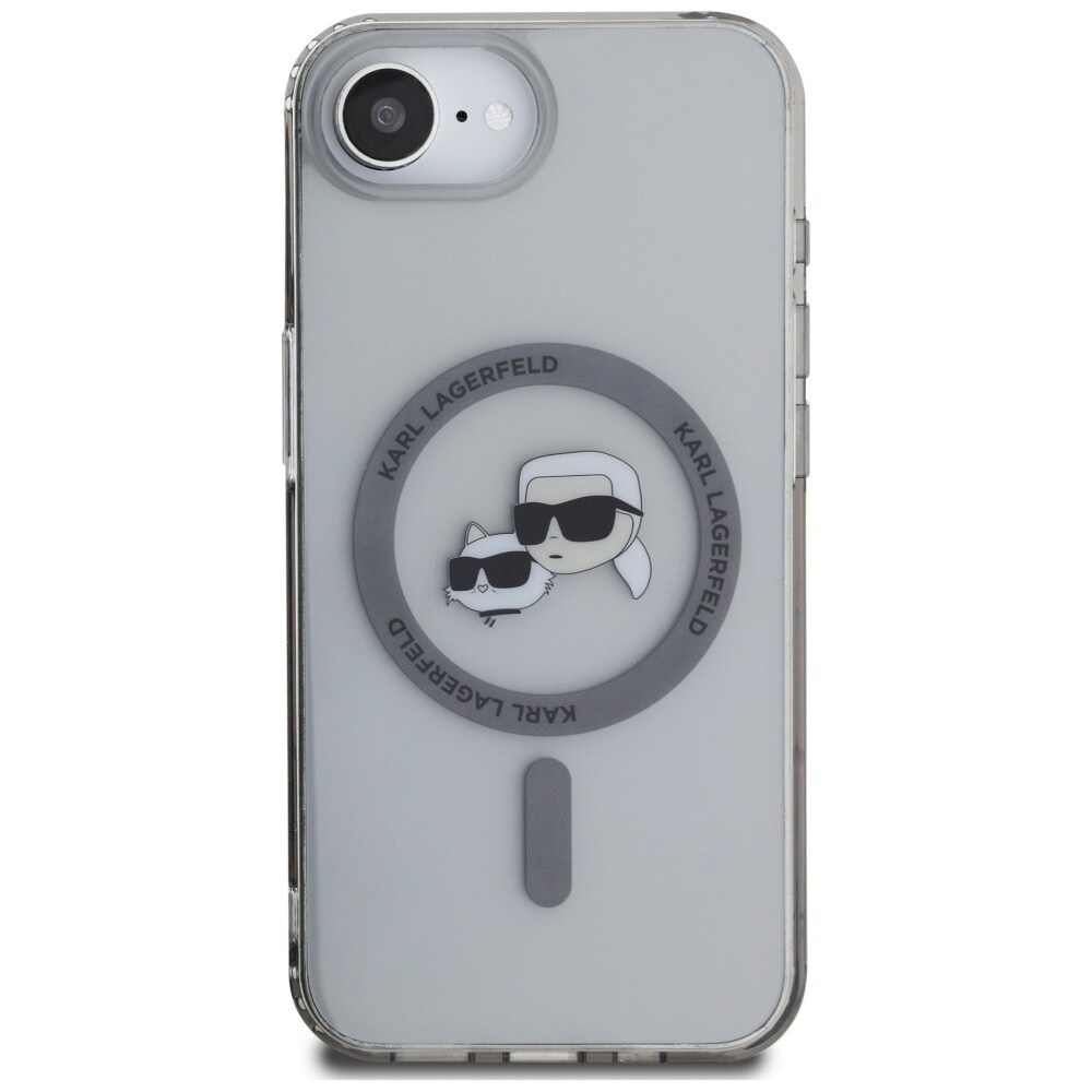 Karl Lagerfeld IML Metall Karl & Choupette Heads MagSafe iPhone 16e-etui - svart
