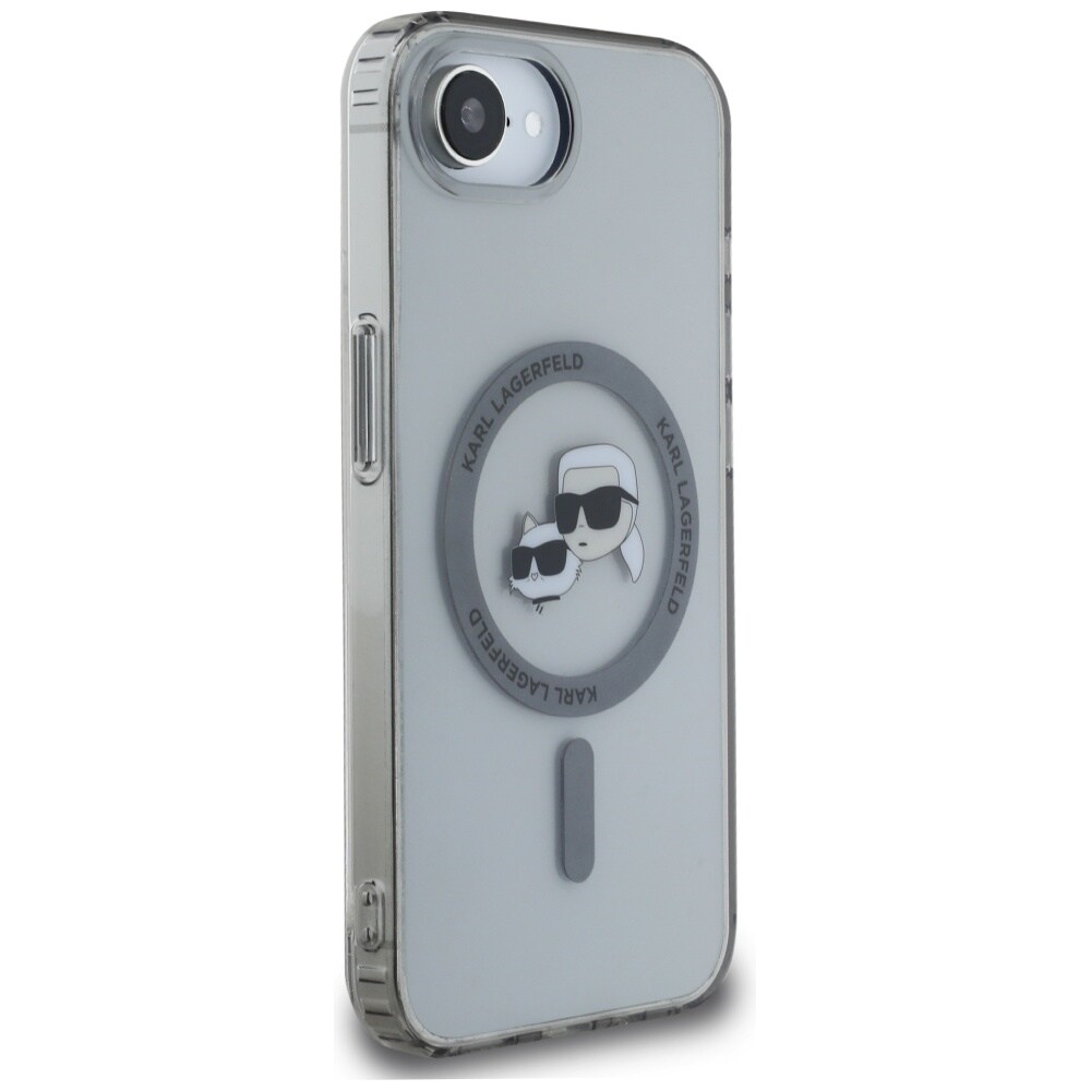 Karl Lagerfeld IML Metall Karl & Choupette Heads MagSafe iPhone 16e-etui - svart