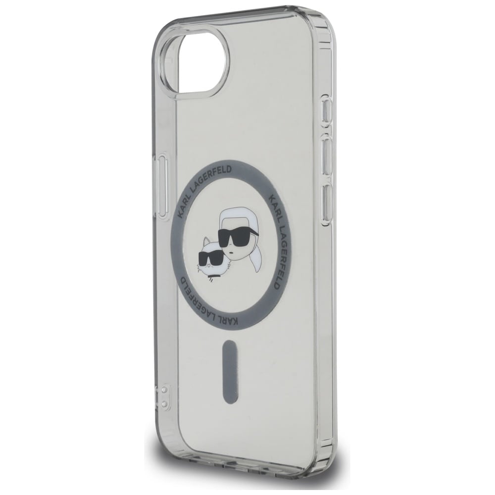Karl Lagerfeld IML Metall Karl & Choupette Heads MagSafe iPhone 16e-etui - svart