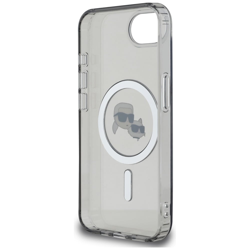 Karl Lagerfeld IML Metall Karl & Choupette Heads MagSafe iPhone 16e-etui - svart