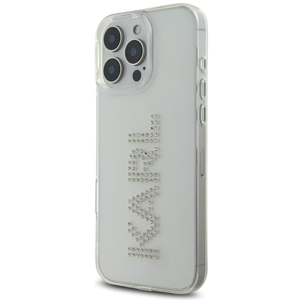 Karl Lagerfeld IML Rhinestones Logo iPhone 16 Pro-etui - klar
