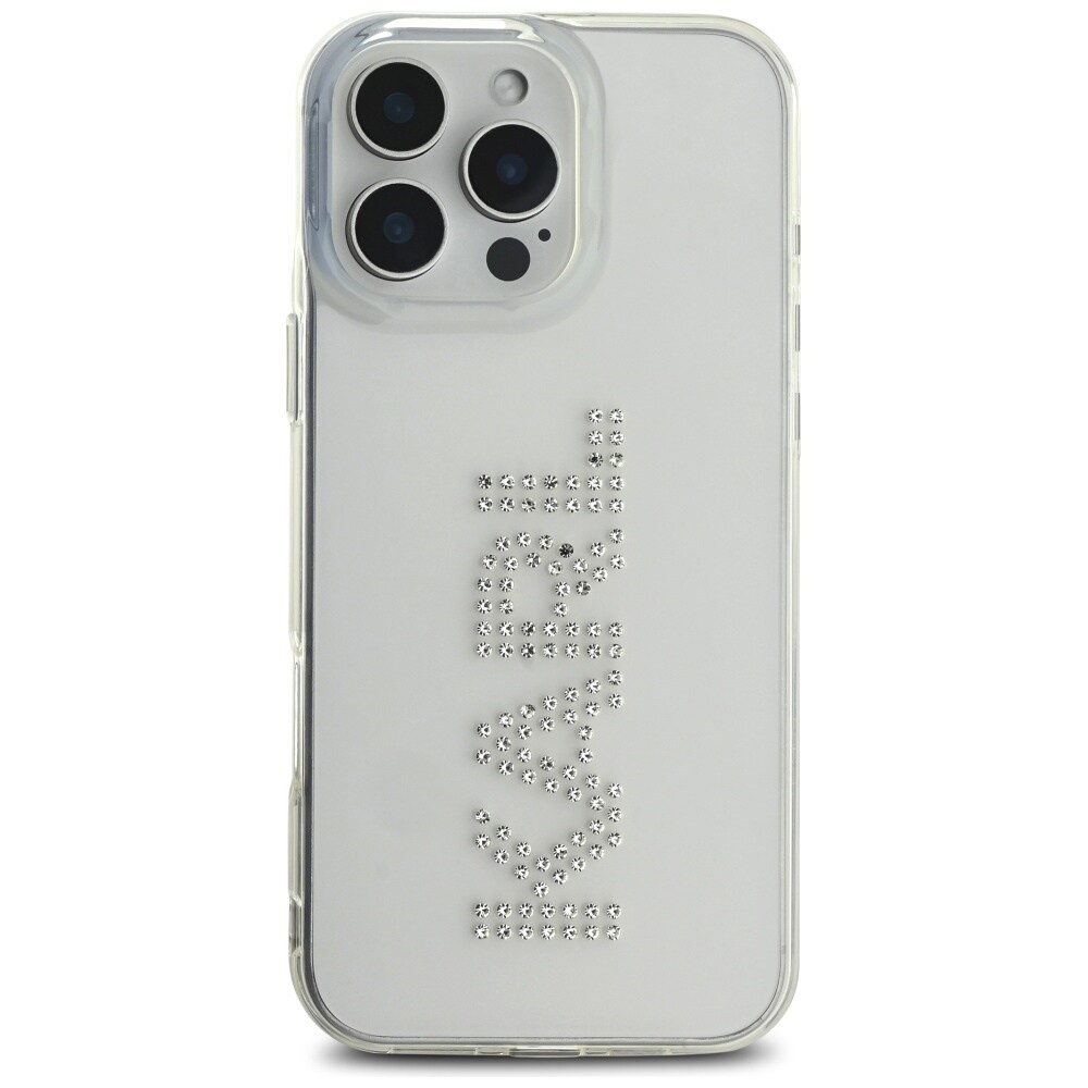 Karl Lagerfeld IML Rhinestones Logo iPhone 16 Pro-etui - klar