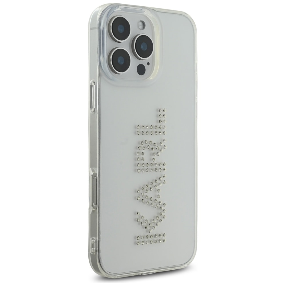 Karl Lagerfeld IML Rhinestones Logo iPhone 16 Pro-etui - klar