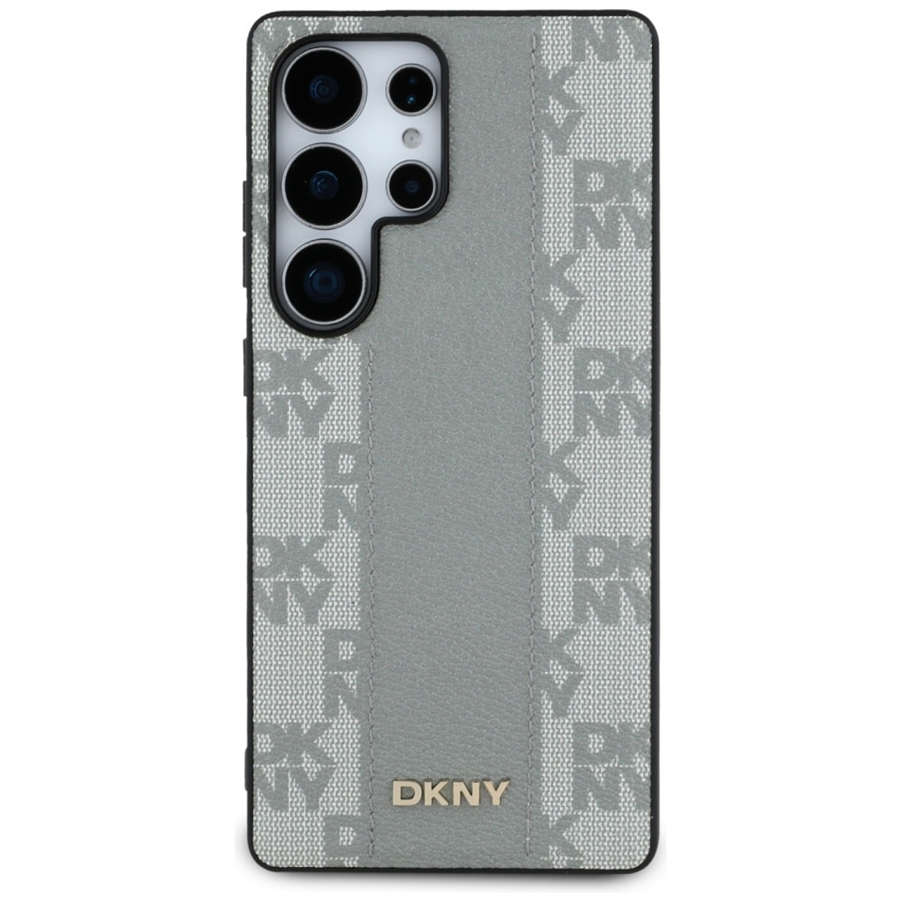 DKNY MagSafe-etui i skinn med rutete mønster for Samsung Galaxy S25 Ultra - Grå
